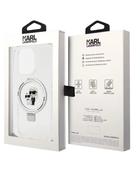 KARL LAGERFELD CARCASA MAGSAFE RINGSTAND KC IPHONE 16 BLANCO