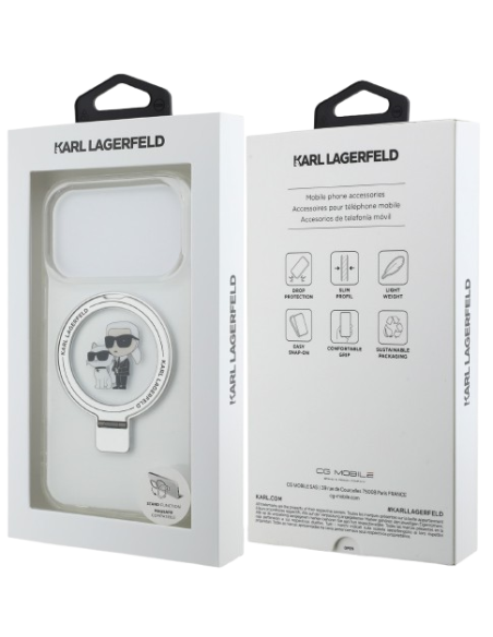 KARL LAGERFELD CARCASA MAGSAFE RINGSTAND KC IPHONE 17 PRO BLANCO
