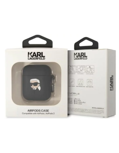 KARL LAGERFELD FUNDA 3D KARL SILICONA AIRPODS 1/2 NEGRO