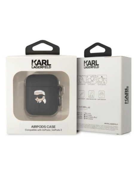 KARL LAGERFELD FUNDA 3D KARL SILICONA AIRPODS 1/2 NEGRO
