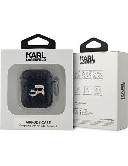 KARL LAGERFELD FUNDA K&C HEAD PIN AIRPODS 1/2 NEGRO