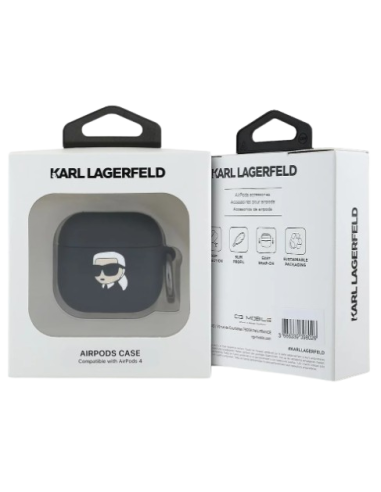 KARL LAGERFELD FUNDA SILICONA 3D NFT AIRPODS 4 NEGRO