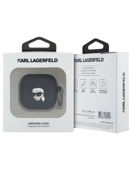 KARL LAGERFELD FUNDA SILICONA 3D NFT AIRPODS 4 NEGRO