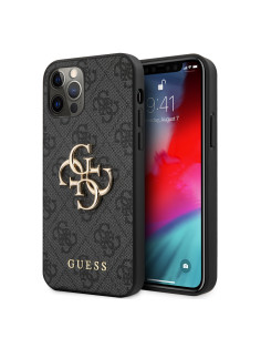 GUESS carcasa METAL LOGO IPHONE 12 PRO MAX GRIS
