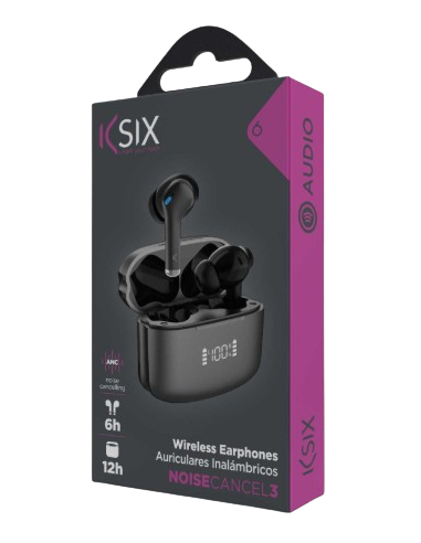 KSIX AURICULARES ANC / ENC / PANTALLA / NEGRO