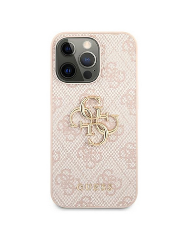 GUESS CARCASA METAL LOGO IPHONE 13 PRO MAX ROSA