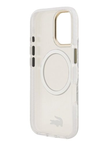 LACOSTE CARCASA MAGSAFE SHOCKPROOF IPHONE 17 DORADO/BLANCO