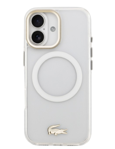 LACOSTE CARCASA MAGSAFE SHOCKPROOF IPHONE 17 DORADO/BLANCO