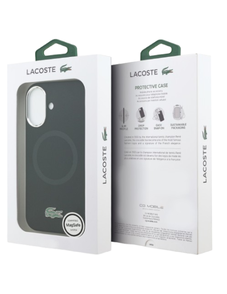 LACOSTE CARCASA MAGSAFE SILICONE CROC IPHONE 17 NEGRO