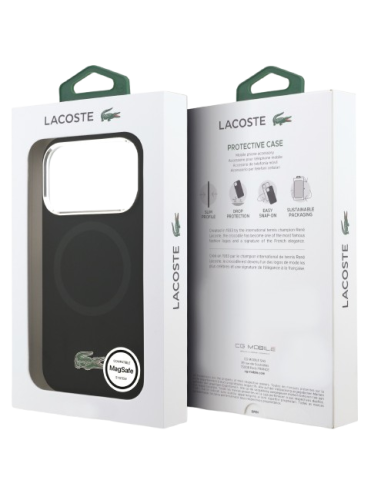 LACOSTE CARCASA MAGSAFE SILICONE CROC IPHONE 17 PRO NEGRO
