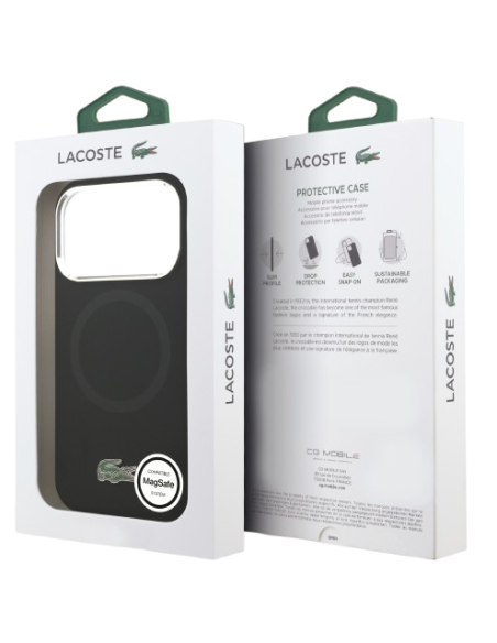 LACOSTE CARCASA MAGSAFE SILICONE CROC IPHONE 17 PRO NEGRO