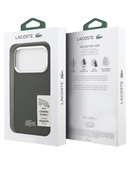 LACOSTE CARCASA MAGSAFE SOPORTE CAMARA IPHONE 17 PRO VERDE