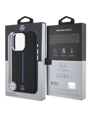 MERCEDES BENZ CARCASA MAGSAFE SILICONE STRIPE IPHONE 16 NEGRO