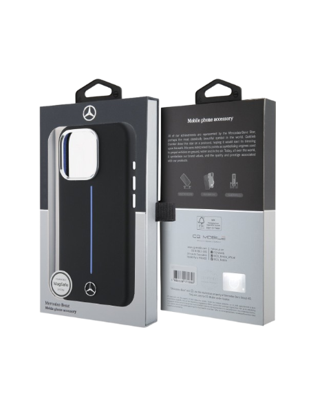 MERCEDES BENZ CARCASA MAGSAFE SILICONE STRIPE IPHONE 16 NEGRO