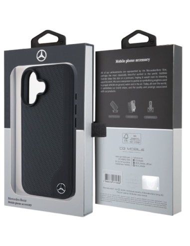 MERCEDES BENZ CARCASA MAGSAFE WOOD IPHONE 16 NEGRO