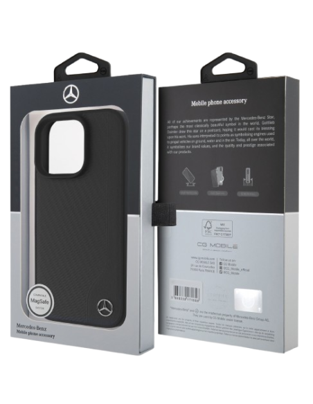 MERCEDES BENZ CARCASA MAGSAFE WOOD IPHONE 16 PRO NEGRO