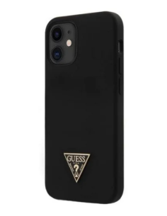 GUESS carcasa SILICON METAL iphone 12 MINI NEGRO