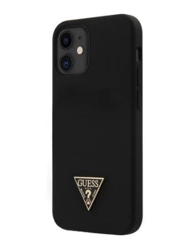 GUESS carcasa SILICON METAL iphone 12 MINI NEGRO