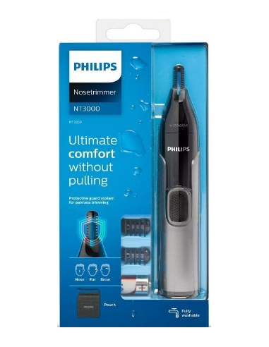 PHILIPS PERFILADOR DE NARIZ 3650 A PILAS + 3 ACCESORIOS