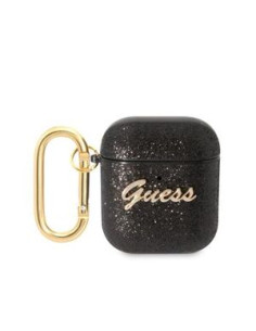 GUESS FUNDA GLITTER FLAKE AIRPODS 1/2 NEGRO