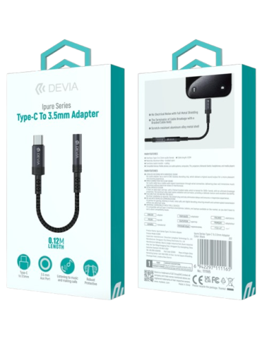 DEVIA ADAPTADOR IPURE TIPO C - JACK 3.5mm NEGRO