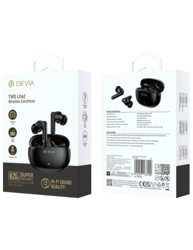 DEVIA AURICULAR BLUETOOTH TWS LITE2 NEGRO