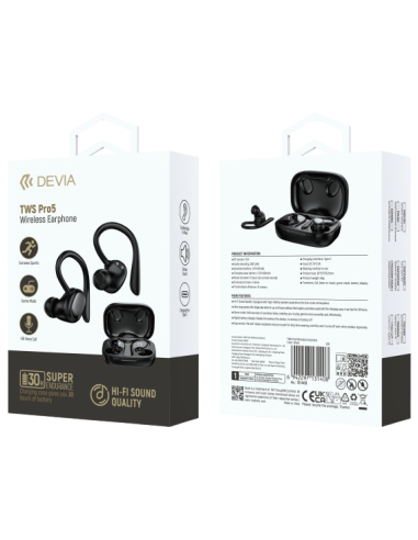 DEVIA AURICULAR BLUETOOTH TWS PRO5 NEGRO