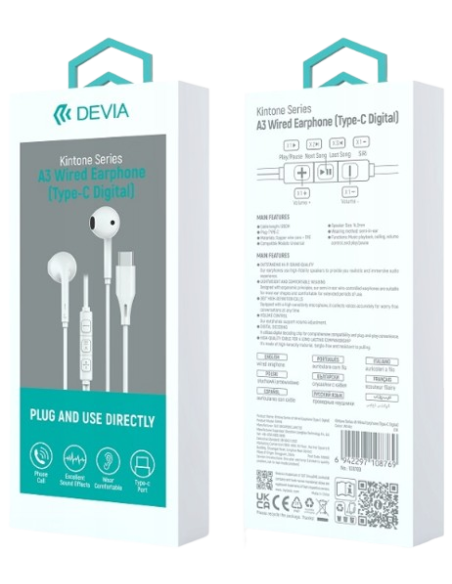 DEVIA AURICULAR KINTONE A3 TIPO C BLANCO