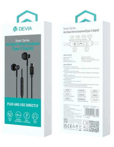 DEVIA AURICULAR SMART METAL M2 TIPO C NEGRO