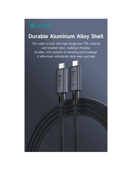 DEVIA CABLE EXTREME C-C 240W PD 40G BPS 8K 60Hz 1M NEGRO