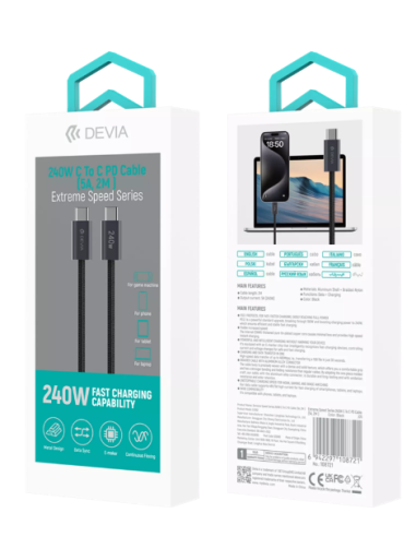 DEVIA CABLE EXTREME TIPO C - TIPO C PD 240w 2M
