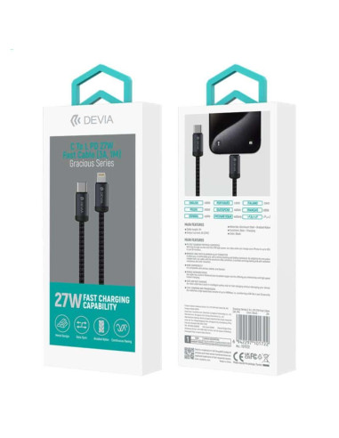 DEVIA CABLE GRACIOUS PD USBc  LIGHTNING 27W 1M NEGRO