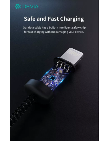 DEVIA CABLE GRACIOUS USB - LIGHTNING 2.4A V2 1M NEGRO