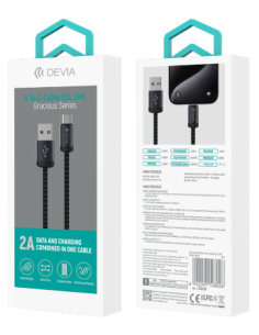 DEVIA CABLE GRACIOUS USB A - TIPO C 2A 2m NEGRO 2