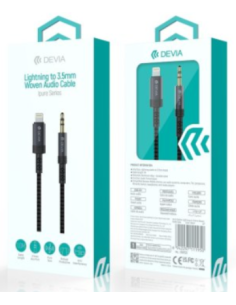 DEVIA CABLE IPURE JACK-LIGHTNING 3.5mm WOVEN 1M NEGRO 2