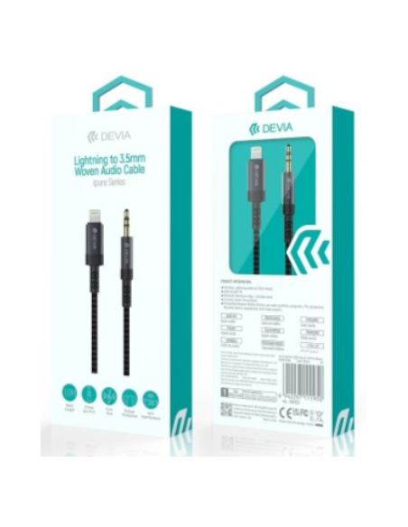 DEVIA CABLE IPURE JACK-LIGHTNING 3.5mm WOVEN 1M NEGRO