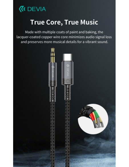 DEVIA CABLE IPURE JACK-USB-C 3.5mm WOVEN 1M NEGRO
