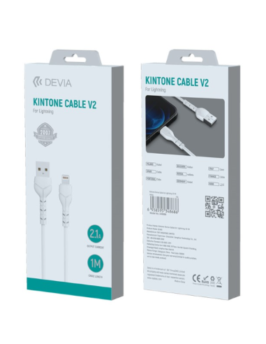 DEVIA CABLE KINTONE USB A - LIGHTNING 1m. BLANCO