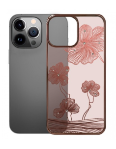 DEVIA CARCASA CRYSTAL FLORA IPHONE 13 PRO ORO ROSA 2