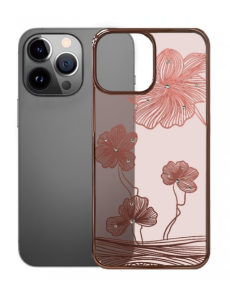 DEVIA CARCASA CRYSTAL FLORA IPHONE 13 PRO ORO ROSA