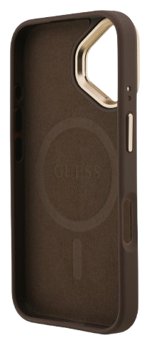 GUESS CARCASA MAGSAFE 4G TRIANGLE SOPORTE CAMARA IPHONE 16 MARRON