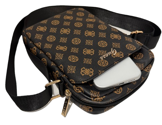 GUESS BANDOLERA 8" PEONY NEGRO