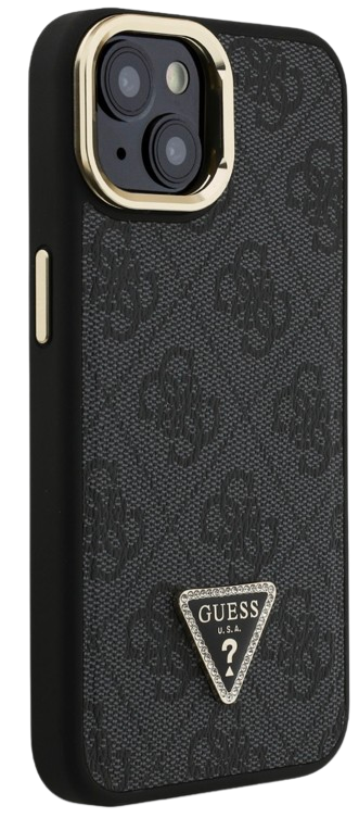 GUESS CARCASA MAGSAFE 4G TRIANGLE SOPORTE CAMARA IPHONE 14 NEGRO
