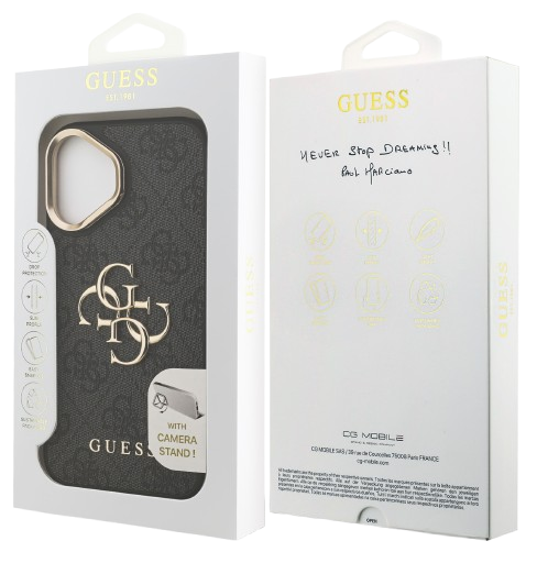 GUESS CARCASA 4G SOPORTE CAMARA IPHONE 17 NEGRO