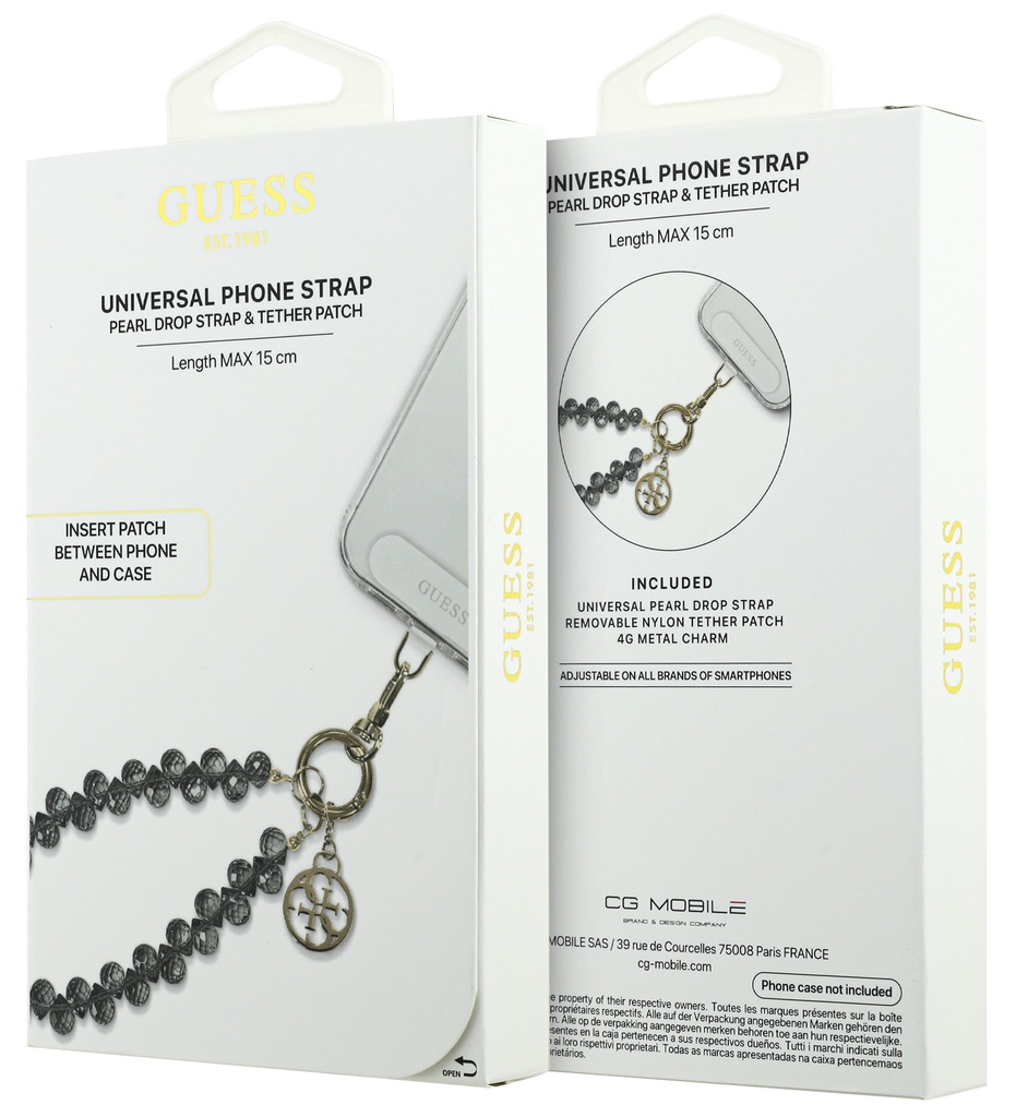 GUESS CORDON DE MANO CHARM CRYSTAL NEGRO