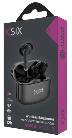 KSIX AURICULARES ANC / ENC / PANTALLA / NEGRO