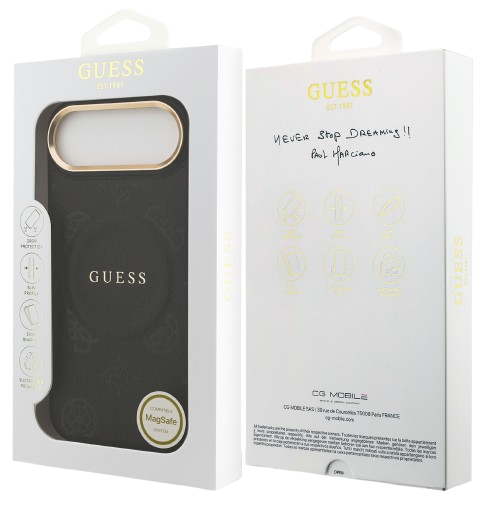 GUESS CARCASA MAGSAFE PEONY IPHONE 17 PLUS NEGRO
