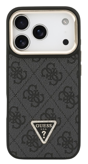 GUESS CARCASA MAGSAFE 4G TRIANGLE SOPORTE CAMARA IPHONE 17 PRO NEGRO