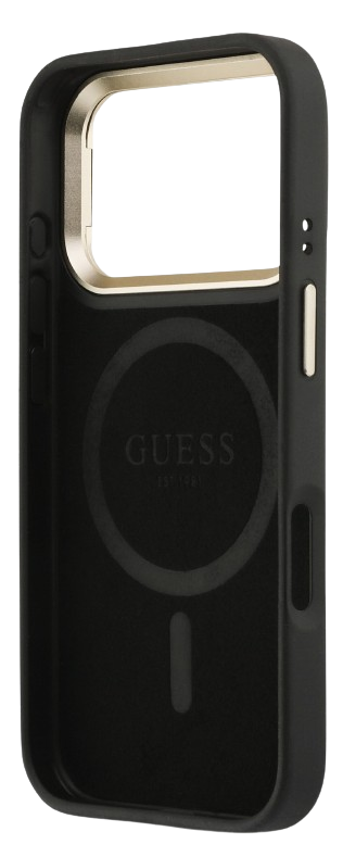 GUESS CARCASA MAGSAFE 4G TRIANGLE SOPORTE CAMARA IPHONE 17 PRO MAX NEGRO
