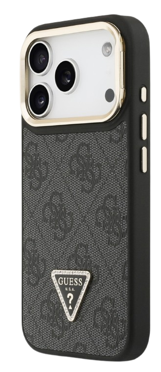 GUESS CARCASA MAGSAFE 4G TRIANGLE SOPORTE CAMARA IPHONE 17 PRO MAX NEGRO